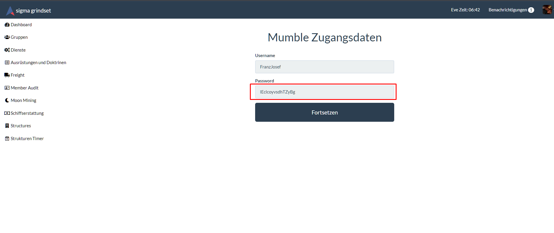 Mumble Zugangsdaten